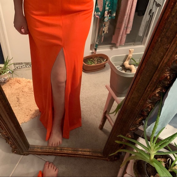 Vintage 70s Halter Plunge Maxi Dress Leg Slit S - Picture 2 of 15